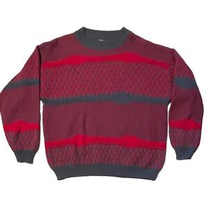 Benetton Vintage Red & Gray Wool/Alpaca Blend Crewneck Sweater - US Sz 12